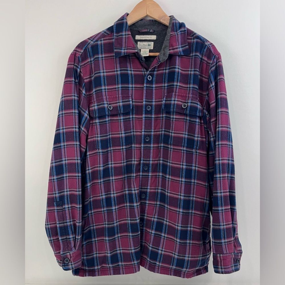 L.L. Bean Men's Fleece-Lined Flannel Shirt, Traditional Fit Shacket Jacket